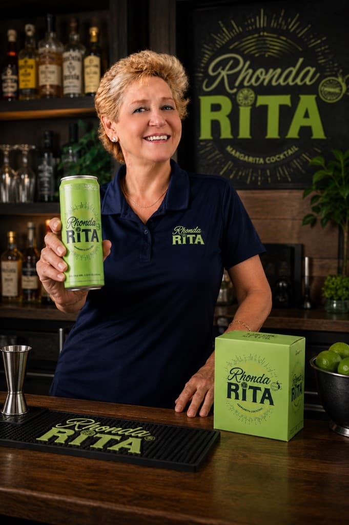 RhondaRita margarita cocktail can with water splash